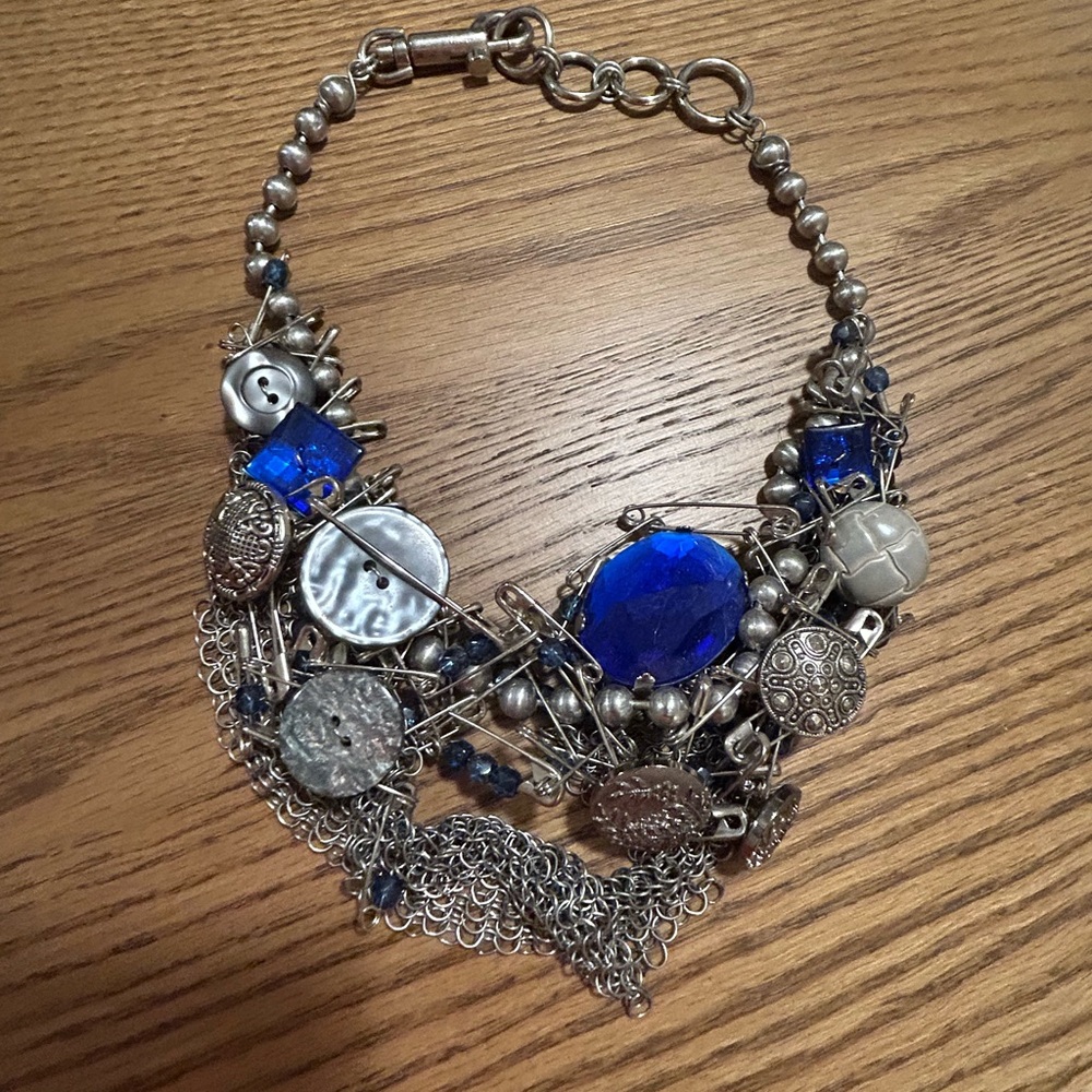 Realm by Jesse Walker Silver and Blue Statement Necklace